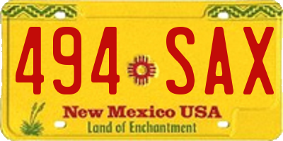 NM license plate 494SAX
