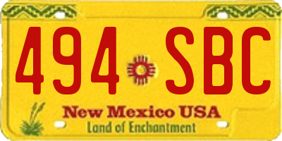 NM license plate 494SBC
