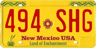 NM license plate 494SHG