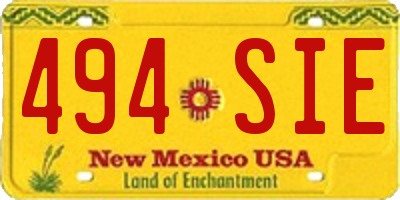 NM license plate 494SIE