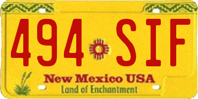 NM license plate 494SIF