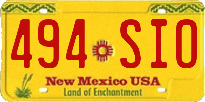 NM license plate 494SIO