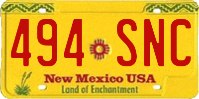 NM license plate 494SNC