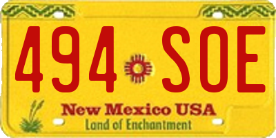 NM license plate 494SOE