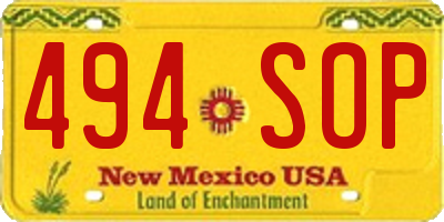 NM license plate 494SOP
