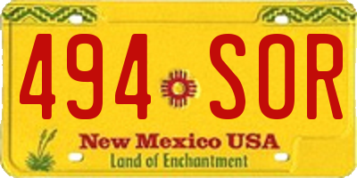 NM license plate 494SOR