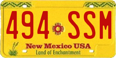 NM license plate 494SSM