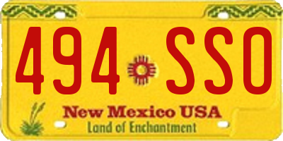 NM license plate 494SSO