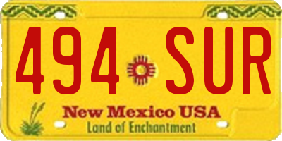 NM license plate 494SUR