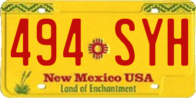 NM license plate 494SYH