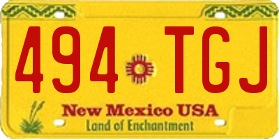 NM license plate 494TGJ
