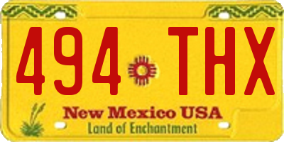 NM license plate 494THX