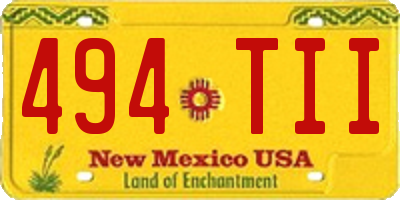 NM license plate 494TII