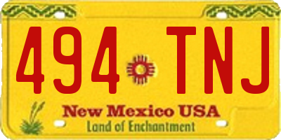 NM license plate 494TNJ