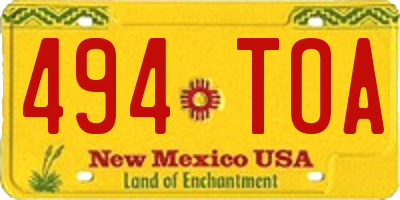 NM license plate 494TOA