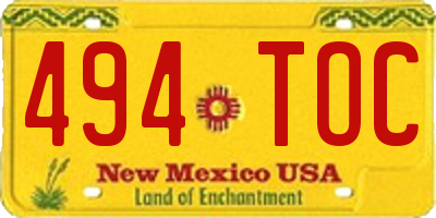 NM license plate 494TOC