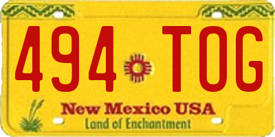 NM license plate 494TOG