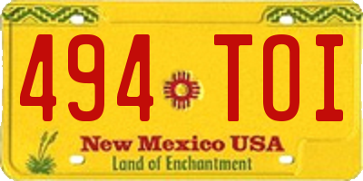 NM license plate 494TOI