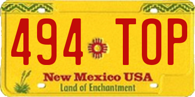 NM license plate 494TOP