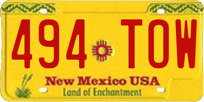 NM license plate 494TOW