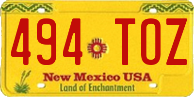 NM license plate 494TOZ
