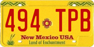 NM license plate 494TPB