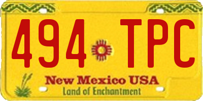 NM license plate 494TPC