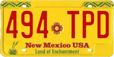 NM license plate 494TPD