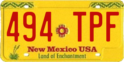 NM license plate 494TPF