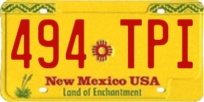 NM license plate 494TPI