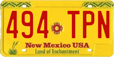 NM license plate 494TPN