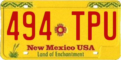 NM license plate 494TPU