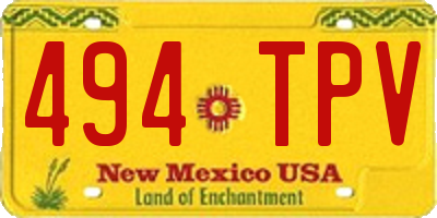NM license plate 494TPV