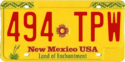 NM license plate 494TPW