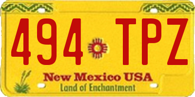 NM license plate 494TPZ