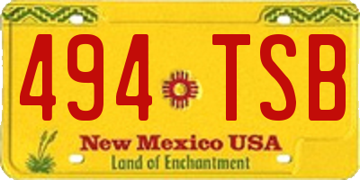 NM license plate 494TSB