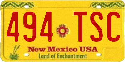 NM license plate 494TSC