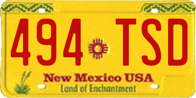 NM license plate 494TSD