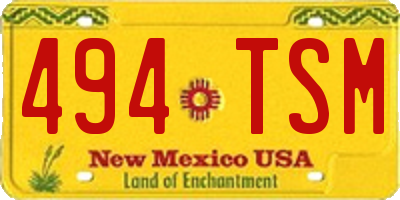 NM license plate 494TSM