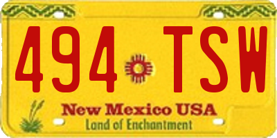 NM license plate 494TSW