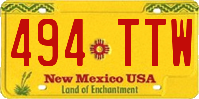 NM license plate 494TTW