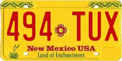 NM license plate 494TUX