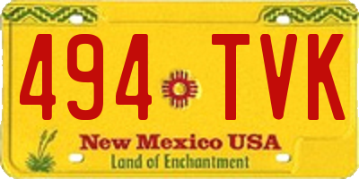 NM license plate 494TVK