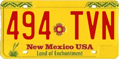 NM license plate 494TVN