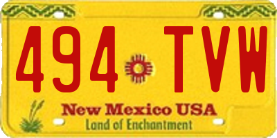 NM license plate 494TVW