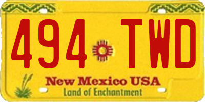 NM license plate 494TWD