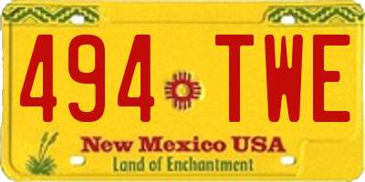 NM license plate 494TWE