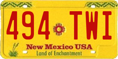 NM license plate 494TWI