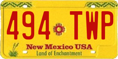NM license plate 494TWP