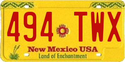 NM license plate 494TWX
